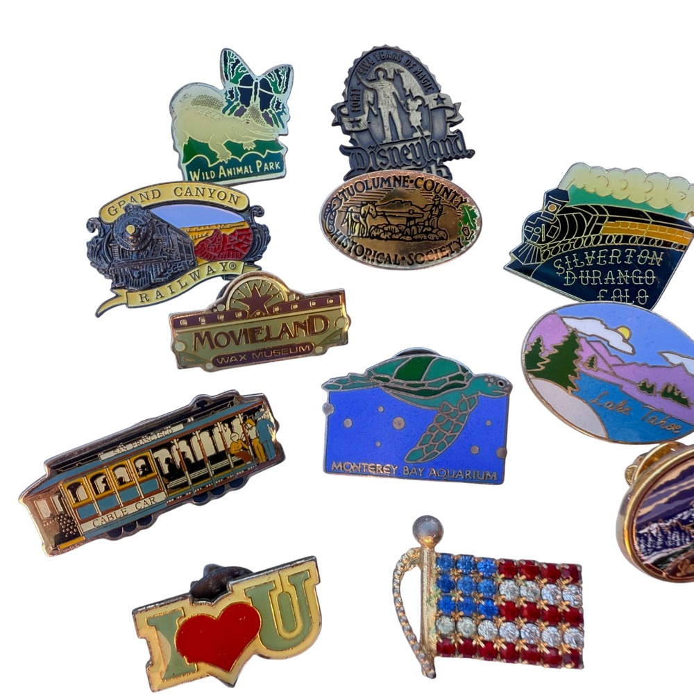 Vintage Travel Souvenir Pin Lot w/ Disneyland 45th Anniversary Trains Animals‎ - Picture 10 of 13
